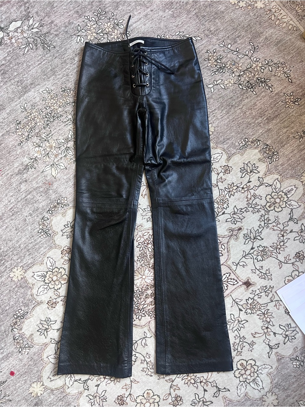 VINTAGE Naked Lambskin Barneys New York Black Straight-Leg Pants